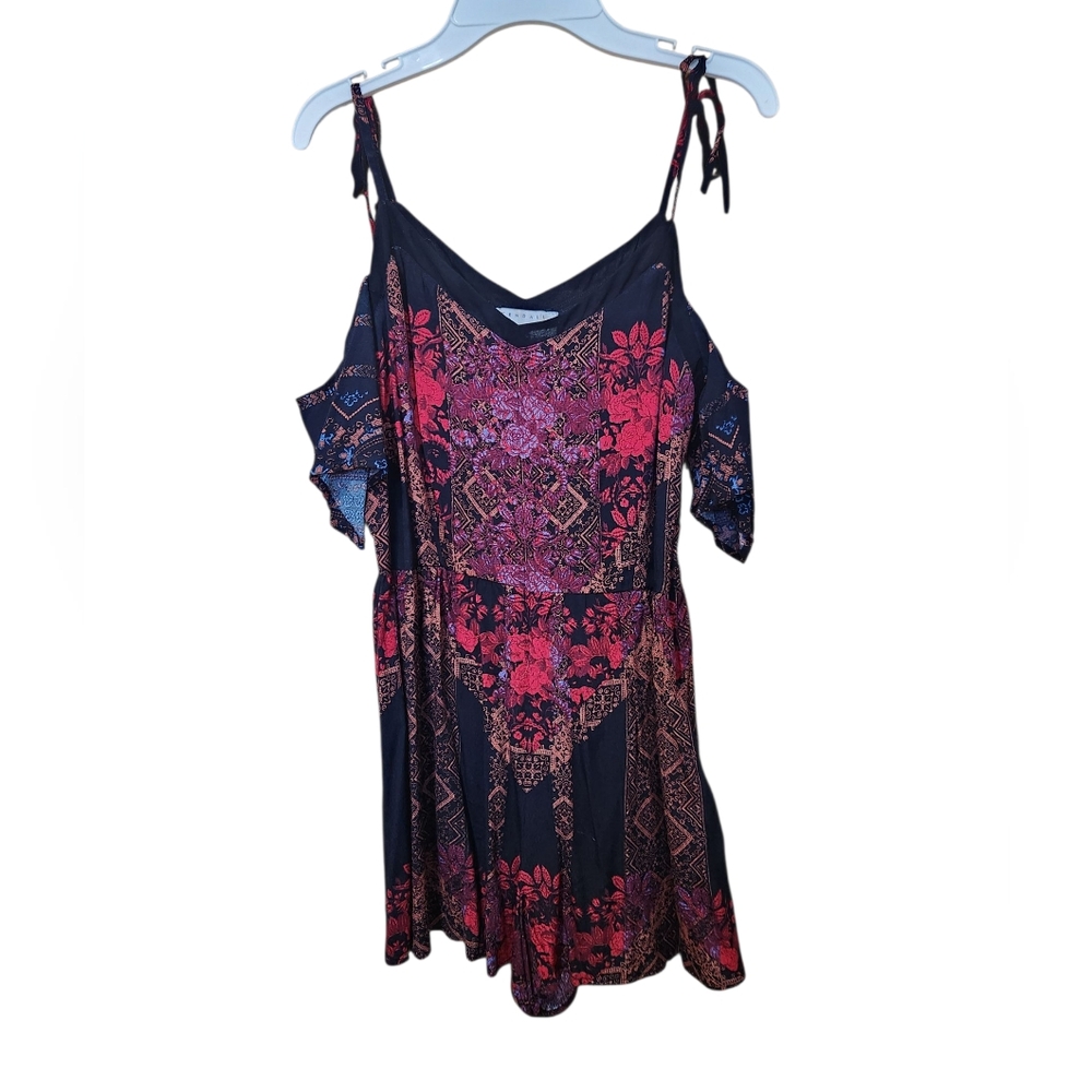 Kendall and Kylie Floral Cold Shoulder Romper Adjustable Size S